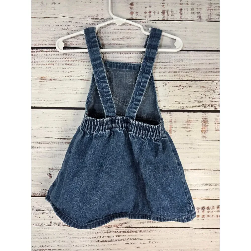Vintage girl Oshkosh Denim overall jumper dress Made in USA size 2T